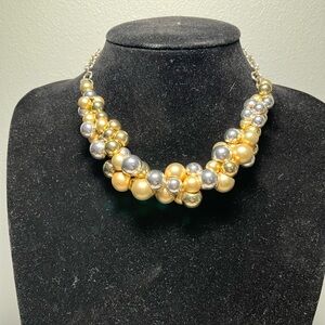 Liz Claiborne Gold & Silver Tone Bauble Bead Choker Necklace